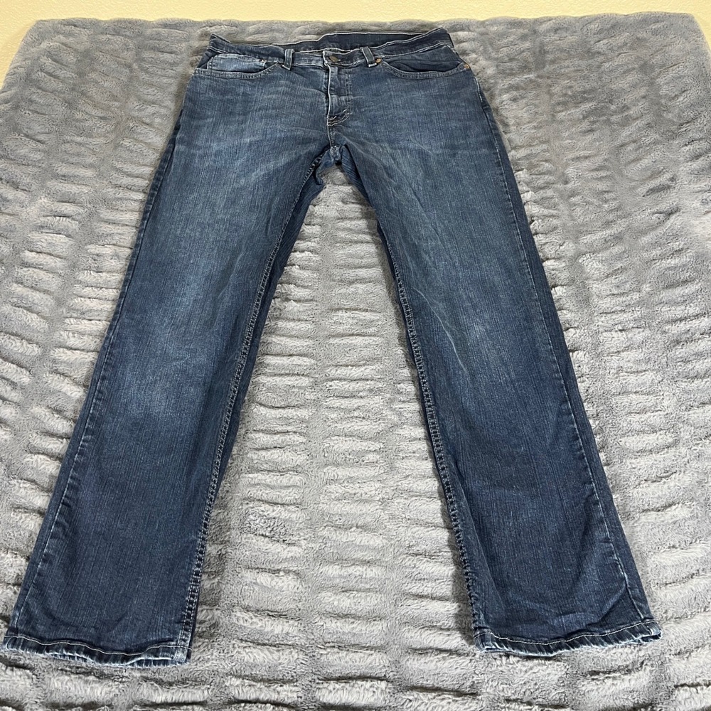 Levis 559 Relaxed Straight Leg Jeans Men 34x32 Dark Wash Blue Stretch 00559-0457